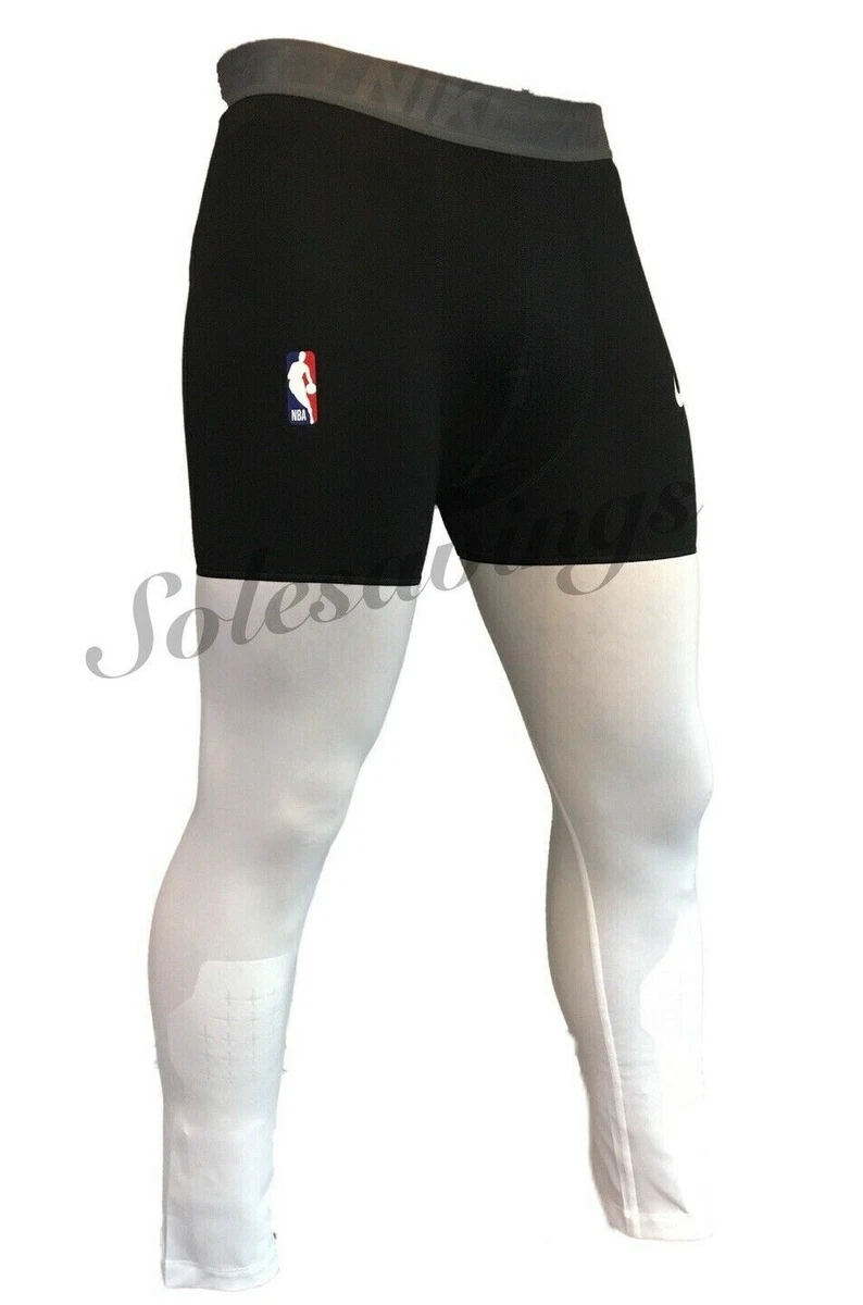 Nike NBA Player Mens Basketball 3/4 Compression Pants Tights Black/White  NEW