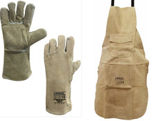 Best Price Premium Leather Welders Welding Gardening *Apron & Gloves* Gauntlets