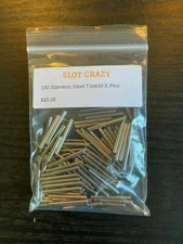 Aurora slot car track 100 Pins/Joiners, Stainless Steel, New!