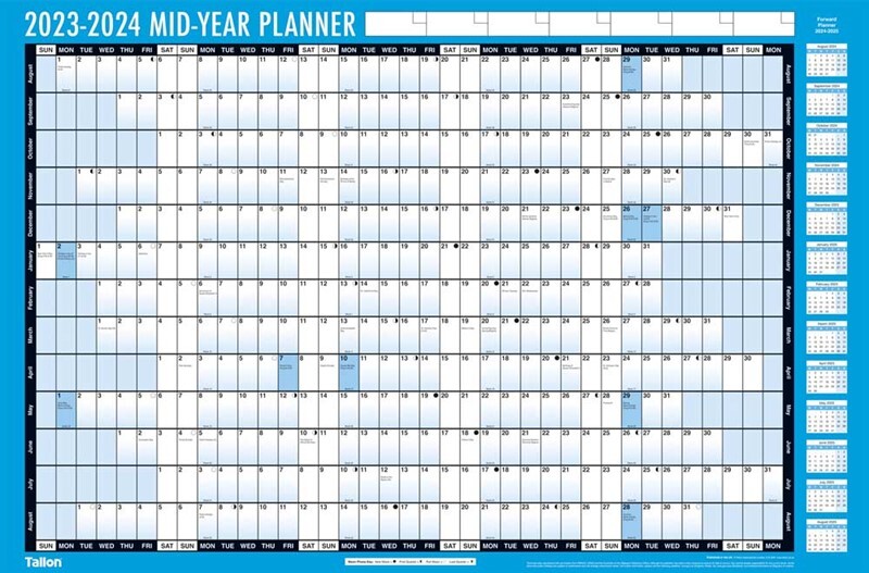 A1 2023-24 Academic Mid Year Student Wall Planner Calendar With Pen Sticker  | eBay