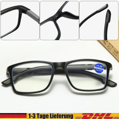 2er Herren Damen Stylische Ultraleichte Federbeine Lesebrille +1,0 bis 4,0 DE