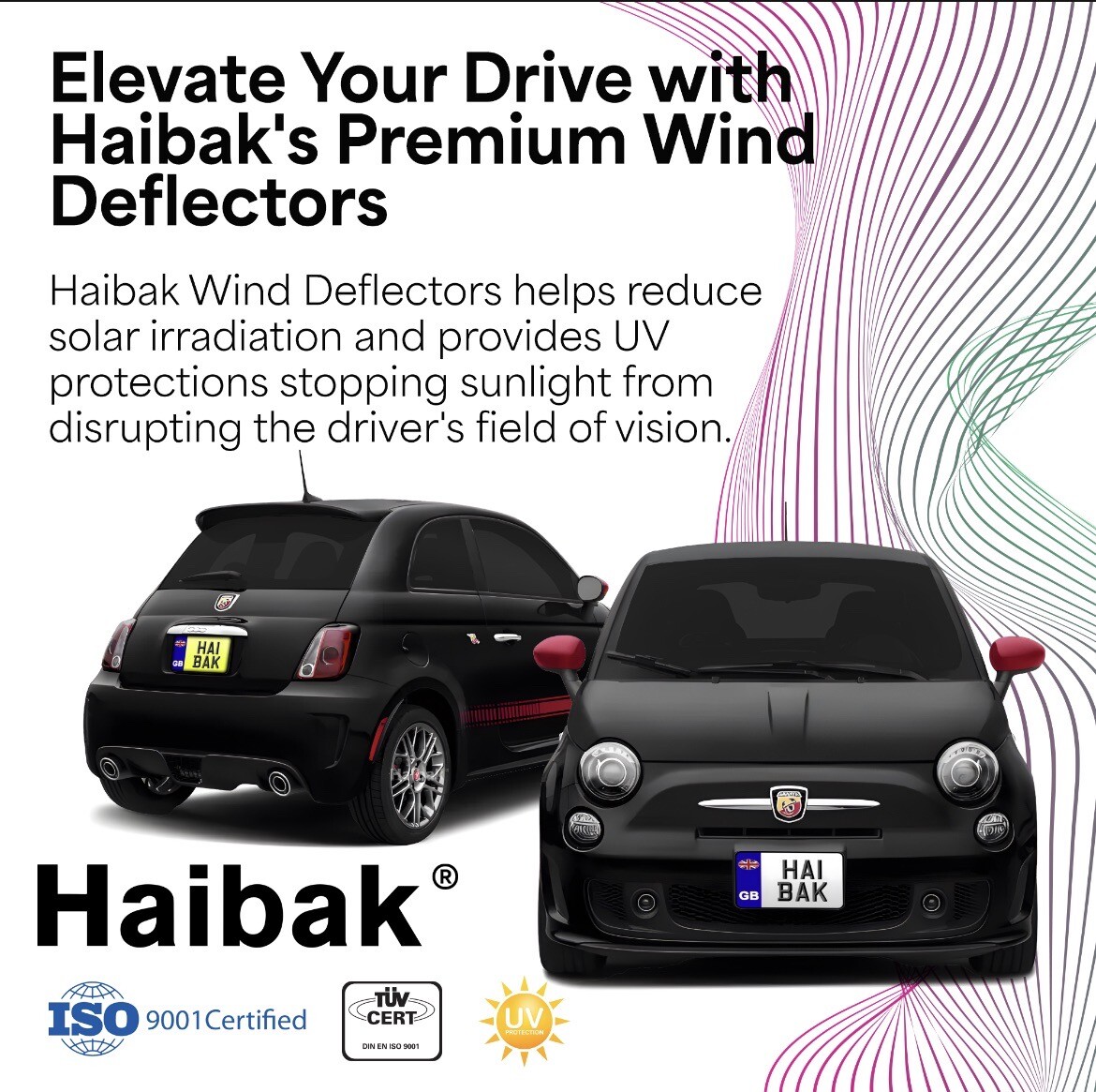 Fiat 500 Abarth 2007 Onwards 3 Doors 2pc Haibak Wind Deflectors Tinted