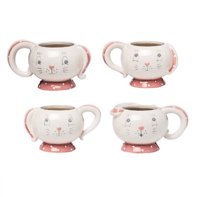 Set of 4 Tabletop Decor Johanna Parker Dottie Easter Spring Bunny Tea Cup