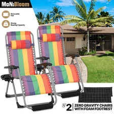 Set of 2[DETACHABLE CUSHION]Zero Gravity Chair Foldable Reclinable Lounge Chaise