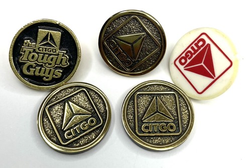 Vintage Lot of 5 CITGO Golf Ball Coin Markers Petroleum Gas Oil Collectibles