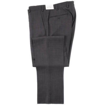 NWT $345 LUIGI BIANCHI Dark Gray Micro Pindot Wool Dress Pants 32 (Eu 48)