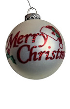 Bronner s Merry Christmas Red Green & White Glass Ornament From Hungary