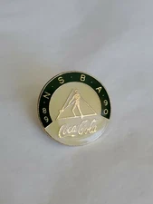 Coca Cola NSBA 89 90 Lapel Pin Green White & Gold Colors