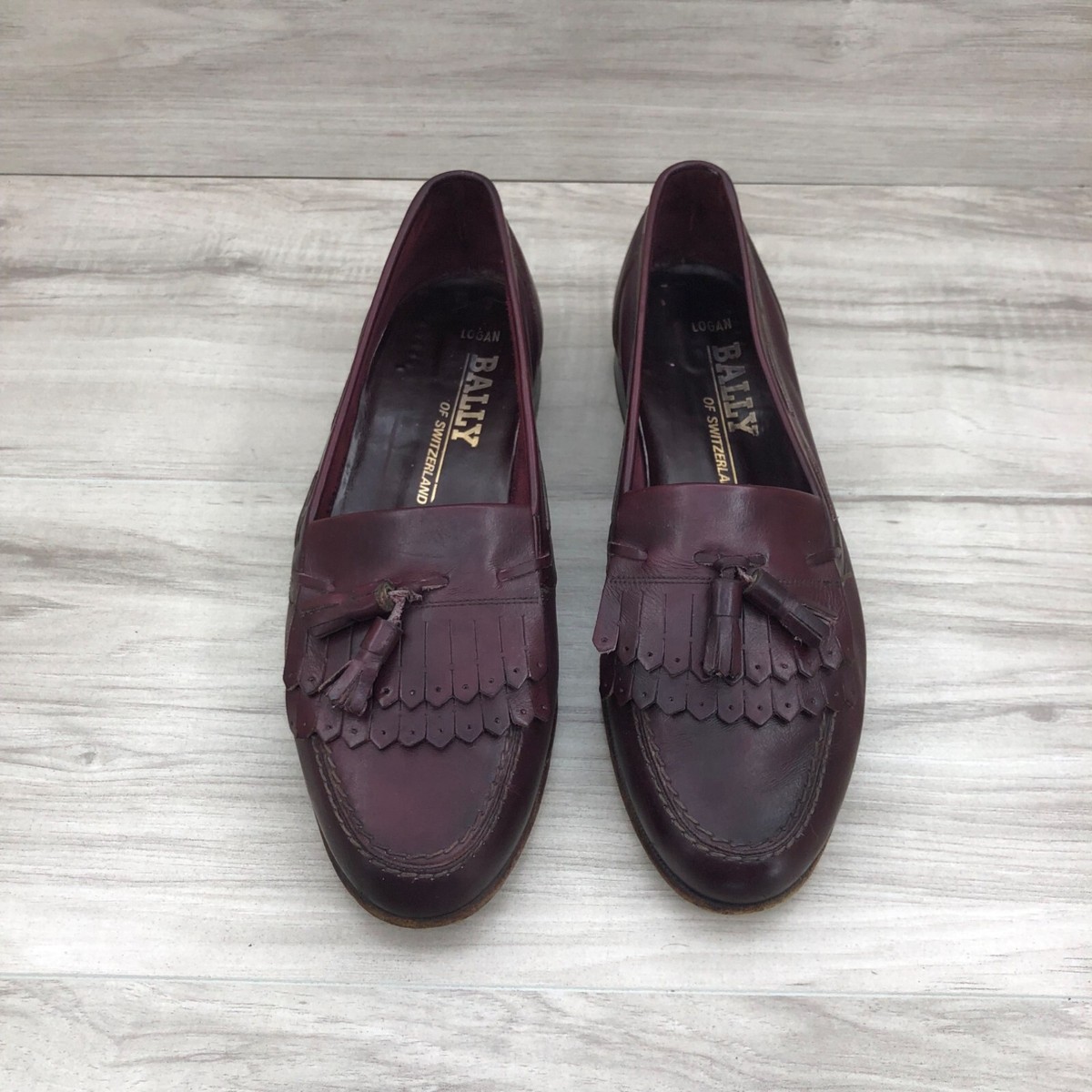 Bally Men\'s Tassel Loafers in Burgundy Leather Bally Loafers Mens 8.5M Logan Burgundy Leather Slip On  main image 4