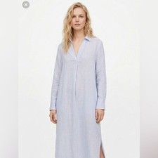 H&M light blue striped shirt dress maxi size medium