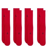 4 Pairs Nike AIR JORDAN Everyday CREW Socks RED Size LARGE 8-12 