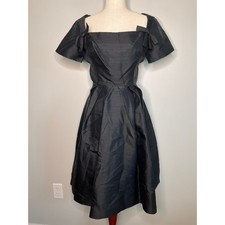1950s Rare Christian Dior Black Silk Couture Bows New Look Old Money Tea Dress M