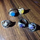 Rhinestone Blue Yellow Silver & Gold Gp Fashion Ring Lot  2 Adjustable 5 Total — photo 3