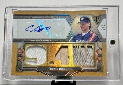 Craig Biggio 2022 Topps Triple Threads Gold Autograph Jersey Bat Relics  /9