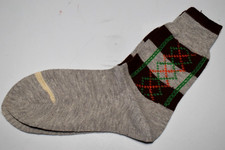 Vintage King James Argyle Socks 40s 50s Boys Size 7 Sand Green Red Brown 6" x 6"