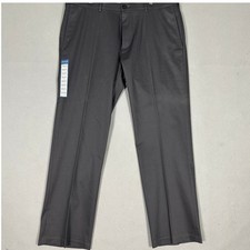 NEW Haggar Pants Mens 40X32 Dark Grey Premium No Iron Khaki Straight Fit Stretch