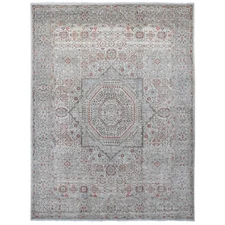 9'x11'10" Gray 14th Century Mamluk Dynasty Pattern Hand Knotted Wool Rug G20513