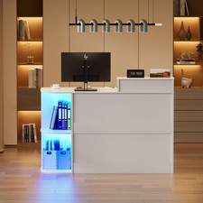 Empfangstheke mit LED, Empfangstresen L Form, Rezeptionstheke Rezeption Tisch