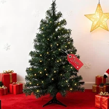 3ft Pre-Lit Artificial Christmas Tree Spruce 50 Warm White Lights 100 Tips Stand