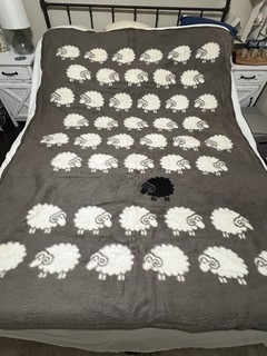 Vintage Bierderlack Black Sheep Velour Blanket 72x50 Made in USA
