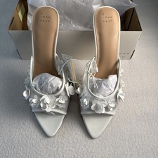 Women Lupita Mesh Rhinestone Peep Toe Mule Heels with Memory Foam Insole Size 10