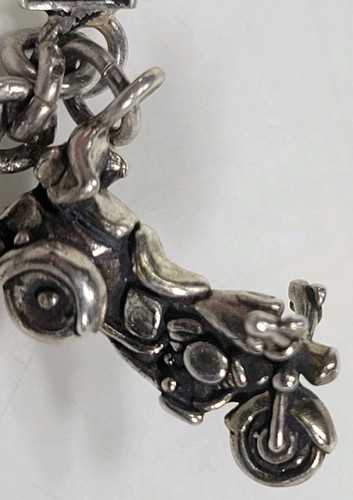 VINTAGE Harley-Davidson Charm Bracelet - CUSTOM MADE - STERLING SILVER TURQUOISE - Picture 5 of 17