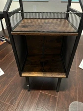 Vinyl Record Storage Cabinet Retro Rack Holds 120+ LPs Albums Books Organizer