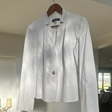 Nine West Women's White Single-Button Lined Short Blazer Jacket Size 6