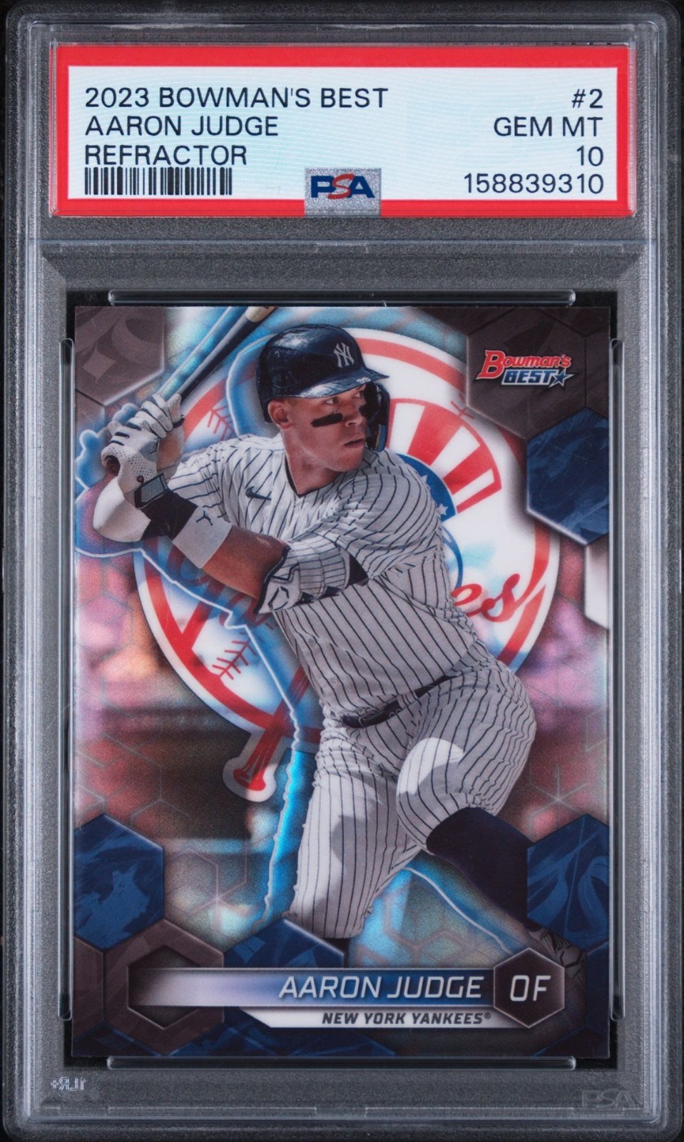 2023 Bowman's Best Aaron Judge #2 Refractor PSA 10 view 1