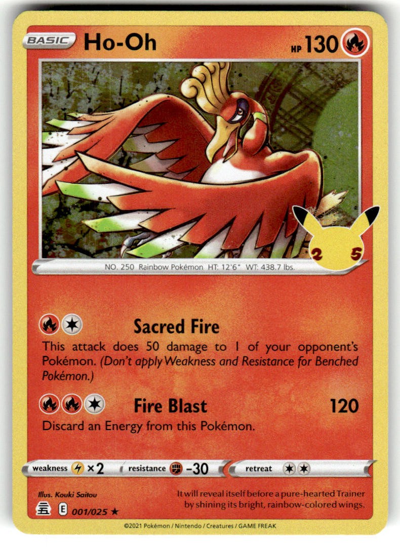 Ho-Oh 001/025 Rare Celebrations Pokemon Holo NM
