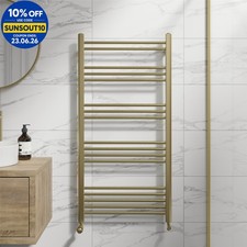 RadiLux Heated Towel Rail Brushed Brass 1200 x 600mm Flat