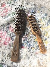 Vintage Goody 8 6" Vented Brown Faux Wood Ball Tip Hair Brush Travel USA