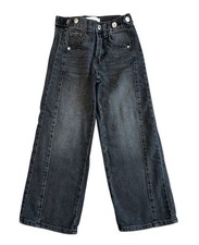 Zara Girls Wide Leg Gray Jeans With Adjustable Buttons Size 8