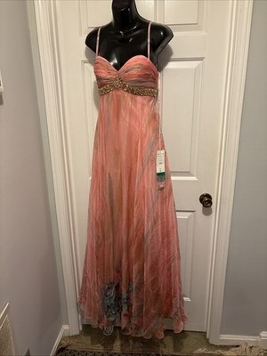 Vintage Y2K Dave & Johnny Size 4 Pink And Blue Swirl Chiffon With Flowers At Not