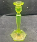 VINTAGE CARNIVAL FENTON TOPAZ #449 FLORENTINE CANDLESTICK “GLOWS WONDERFULLY”