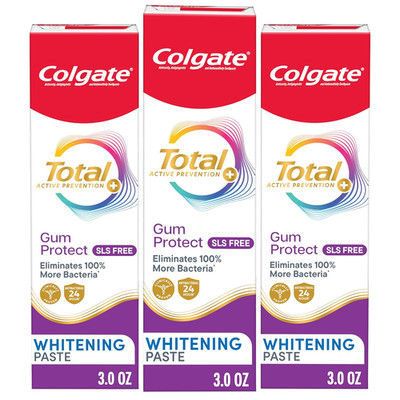 Total Active Prevention Gum Protect Whitening Toothpaste, 3 Pack, SLS Free Gingi