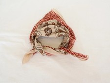 Boho Block Print Bandana Scarf - Handmade Cotton Indian Print Friendly Natural