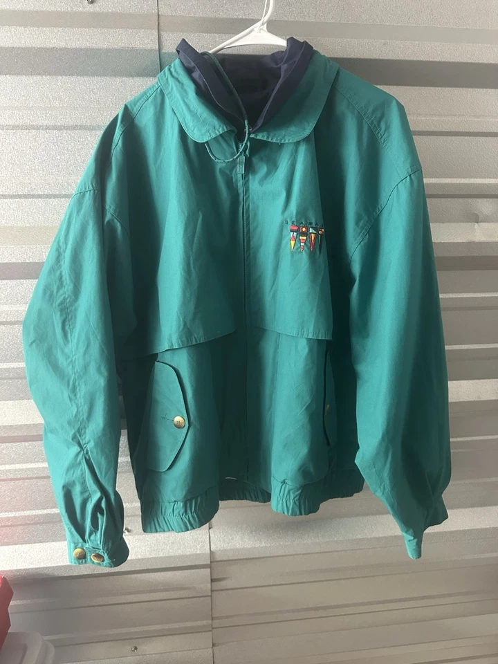 Chaqueta cortavientos vintage Gear for Sports para hombre grande verde azulado púrpura pulóver años 90 Foto 2 de 3