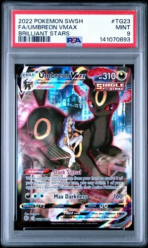 2022 POKEMON SWORD & SHIELD BRILLIANT STARS #TG23 FULL ART/UMBREON VMAX PSA 9