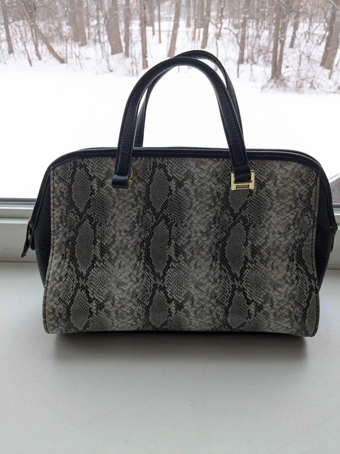 Rare Anne Klein Gray Python Snake Print Shoulder … - image 2