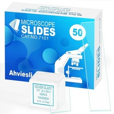 Microscope Slides and Covers – 50 Blank Glass Slides for Microscope with 100 Cov