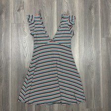 Wild Fable Striped Flutter Sleeve V Neck Mini Dress XS