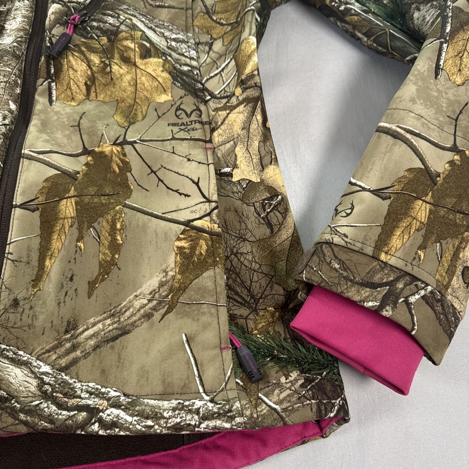 Realtree Camo Jacket Women Medium Brown Pink Xtra Softshell Zip Fleece Lined - Image 3 of 4