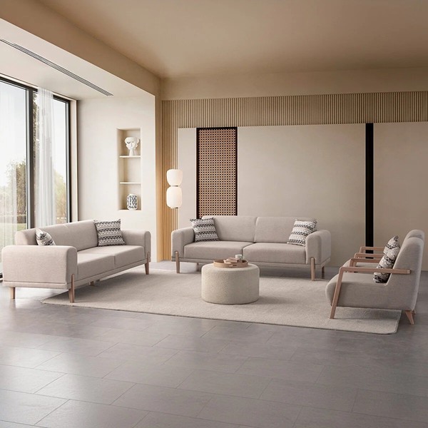 Set FüR Ein Stilvolles Wohnzimmer Sofas Und Sessel Im Modernen Stil-image