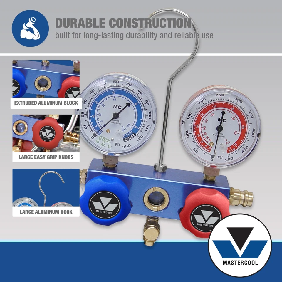 89661-PRO Automotive R134a 2-Way Manifold Gauge Set with 3-in-1 Can Tap Valve... - Image 3 of 4