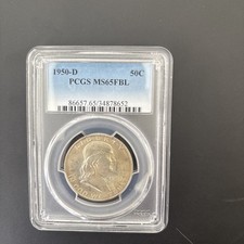 (D45) 1950-D Franklin Half Dollar 50c PCGS MS65 FBL