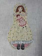 VICTORIAN DOLL HAND PAINTED NEEDLEPOINT CANVAS LIKE GLORIFILIA /UNMARKED, 18CT