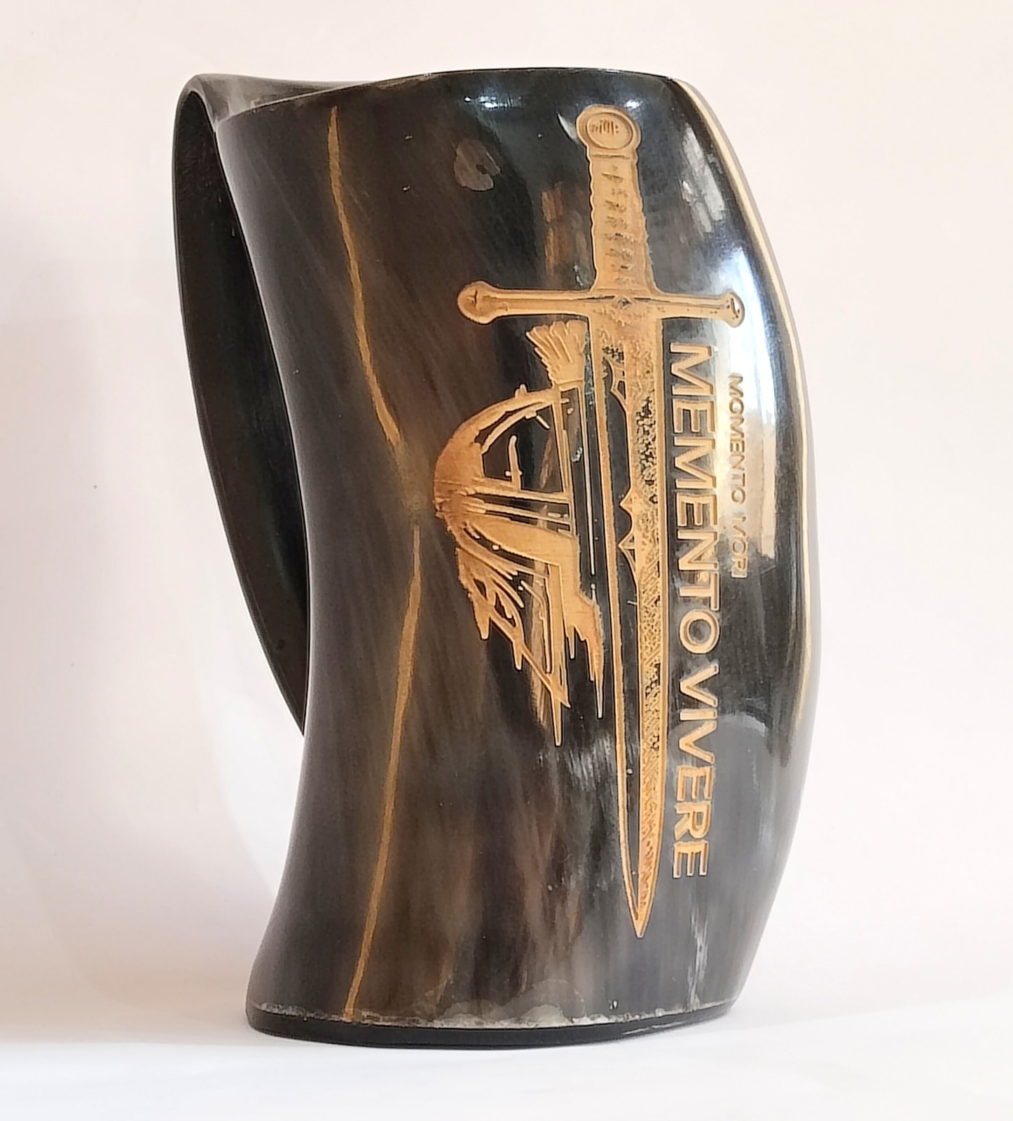 Taza vikinga de cuerno natural 6" jarra hecha a mano taza de cerveza medieval
