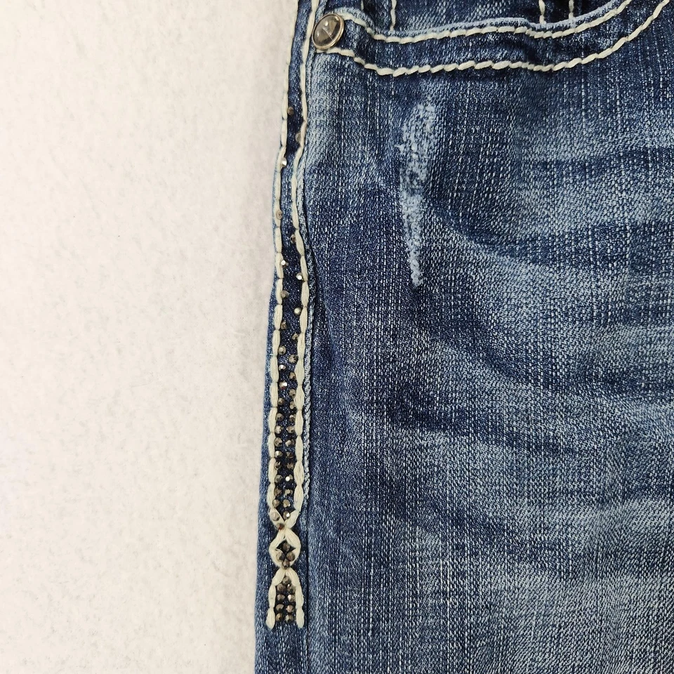 Rock & Roll Cowgirl Jeans Womens 30 Long Blue Mid Rise Bootcut Rhinestone Denim - Image 4 of 4