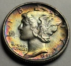 1941-S Mercury Dime — Ch. AU+ Toned 🌈